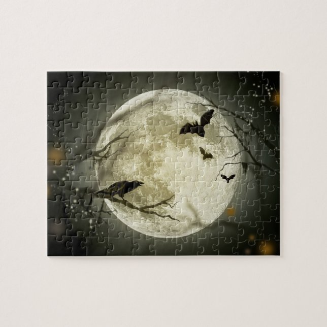 Halloween Moon Spooky Crows Puzzle (Horizontal)