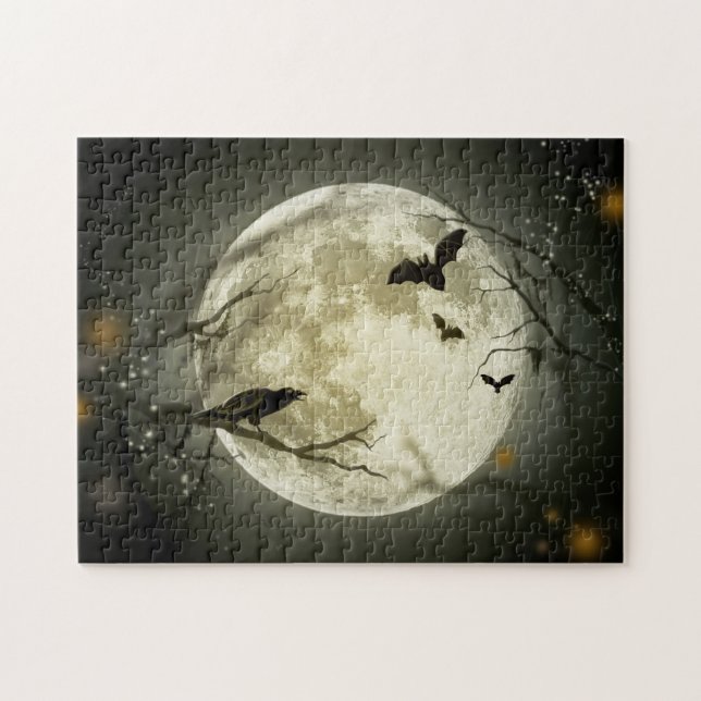 Halloween Moon Spooky Crows Puzzle (Horizontal)