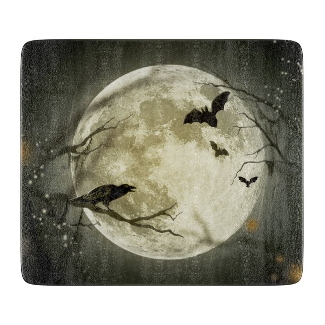 Halloween Moon Spooky Crows Schneidebrett (Vorderseite)