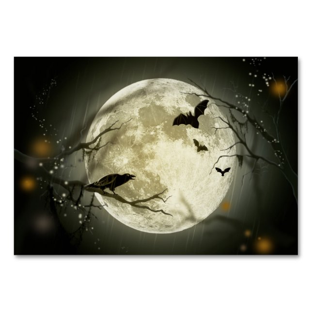 Halloween Moon Spooky Crows Tischnummer (Vorderseite)