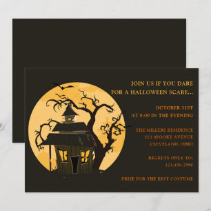 Halloween Moon und Halloween im Spuk Haus Einladung