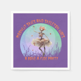Halloween Moonlit Skies and Skeleton Vibes Serviette