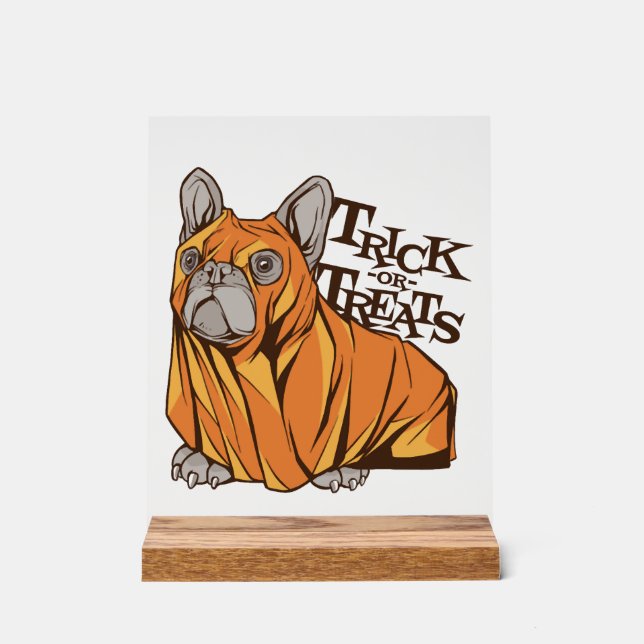 Halloween-Mops Acrylschild (Vorderseite)