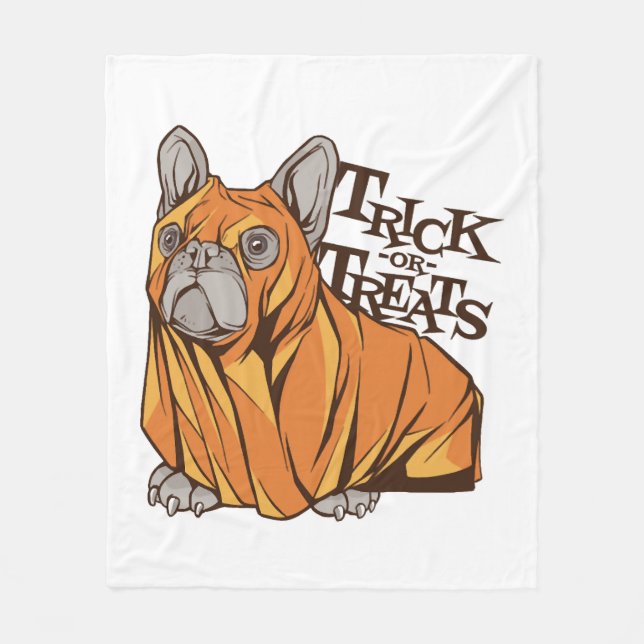 Halloween Mops Fleecedecke (Vorderseite)