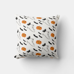 Halloween Mops Ghost Niedlich Pumpkin und Flederma Kissen