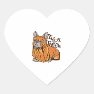 Halloween Mops Herz-Aufkleber