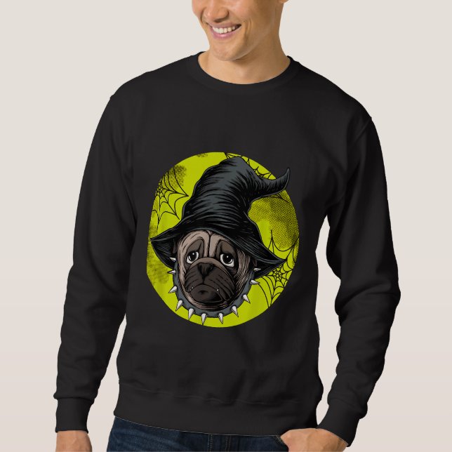 Halloween Mops Hund Liebhaber Pumpkin Grunge Jack  Sweatshirt (Vorderseite)