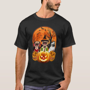 Halloween-Mops-Hunde-Mumie-Hexe-Dämon-Kostüme T-Shirt