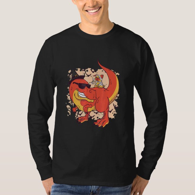 Halloween-Mops-Hundeschlitten A T Rex T-Shirt (Vorderseite)