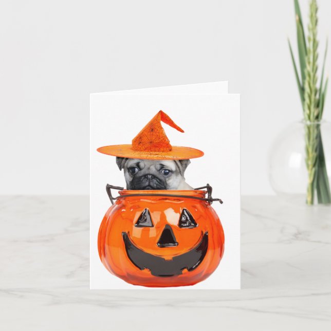 Halloween-Mops Karte (Vorderseite)