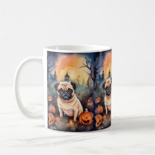 Halloween-Mops mit Pumpkins Beängstigend Kaffeetasse