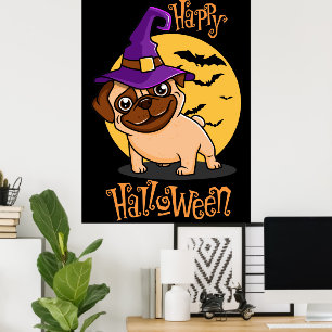 Halloween-Mops-Poster Poster