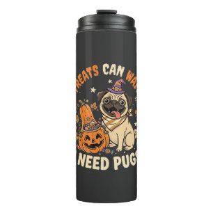 Halloween-Mops-Pumpkin-Leckereien Thermosbecher
