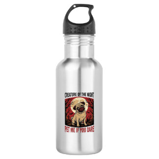 Halloween-Mops-Shirt mit spookigem Friedhof Vintag Edelstahlflasche