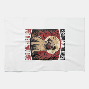 Halloween-Mops-Shirt mit spookigem Friedhof Vintag Geschirrtuch