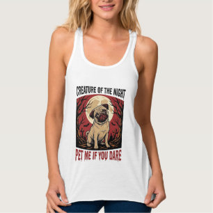 Halloween-Mops-Shirt mit spookigem Friedhof Vintag Tank Top