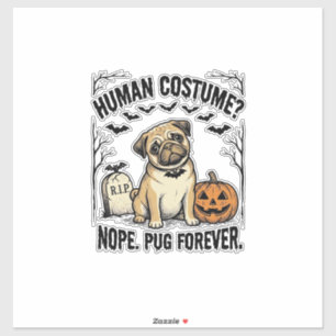 Halloween-Mops-Shirt Vintage Lustiger Hundekostüm Aufkleber