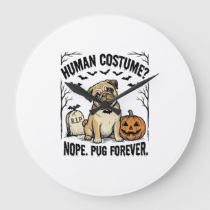 Halloween-Mops-Shirt Vintage Lustiger Hundekostüm  Große Wanduhr