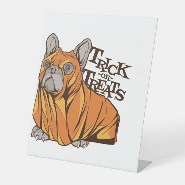 Halloween-Mops Sockelschild (Vorderseite)