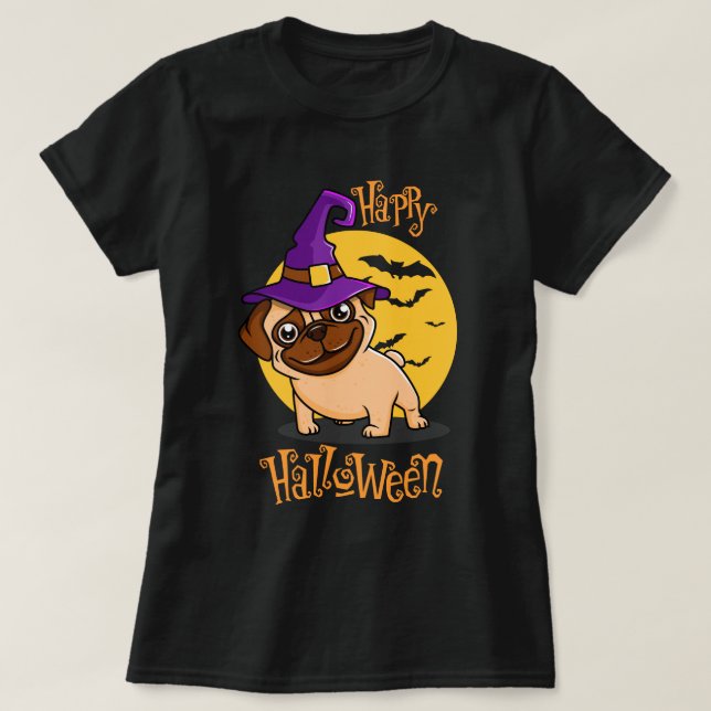 Halloween-Mops T-Shirt (Design vorne)