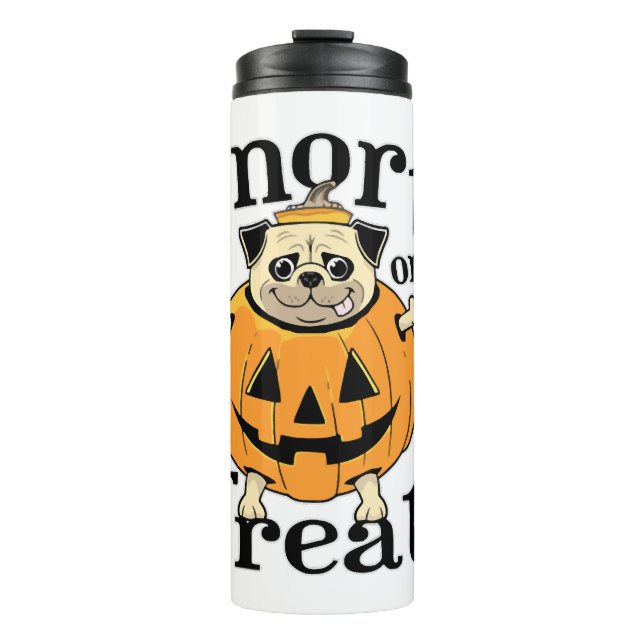 Halloween-Mops Thermosbecher (Vorderseite)
