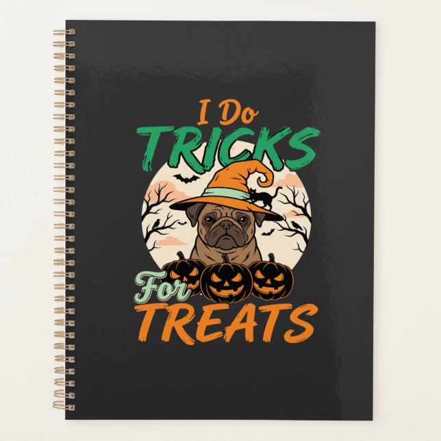 Halloween-Mops-Tricks für Treats Hexe Planer (Vorderseite)