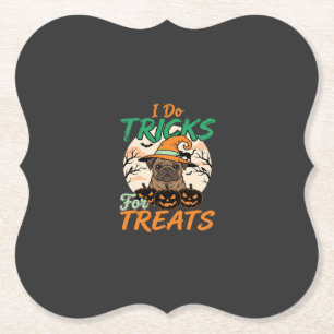 Halloween-Mops-Tricks für Treats Hexe Untersetzer