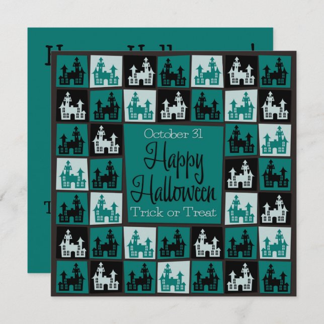 Halloween-Mosaik Einladung (Vorne/Hinten)