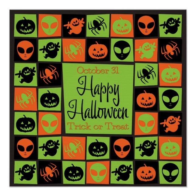 Halloween-Mosaik Poster (Vorderseite)