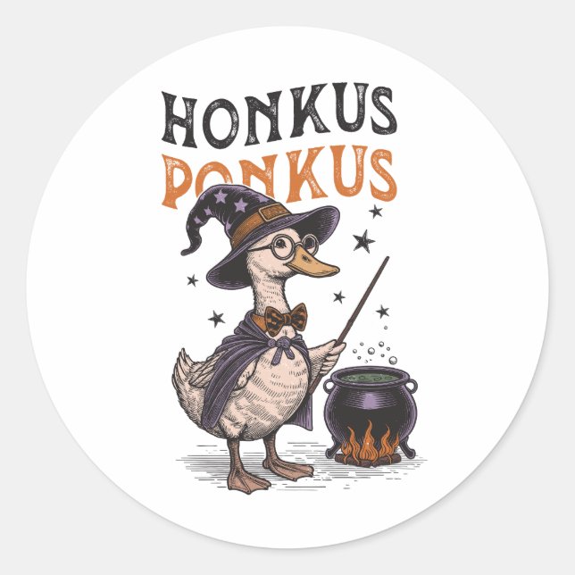 Halloween Mother Goose Runder Aufkleber (Vorderseite)