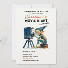 Halloween Movie Night Spooktacular Green Gremlin Einladung