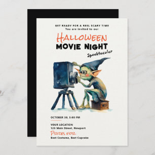 Halloween Movie Night Spooktacular Green Gremlin Einladung