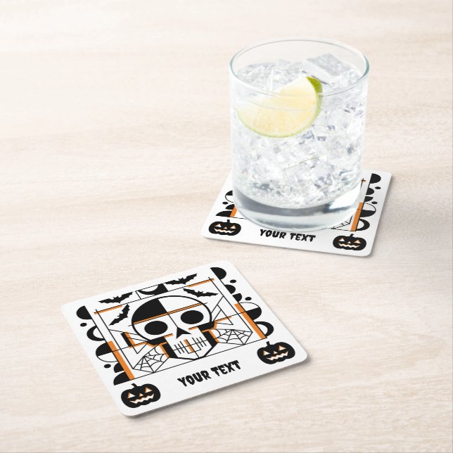 Halloween-Möwe, Fledermäuse, Spinnennetze Rechteckiger Pappuntersetzer (Vor Ort)