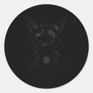 Halloween Mpy schwarzes Kätzchen in Fledermauskost Runder Aufkleber