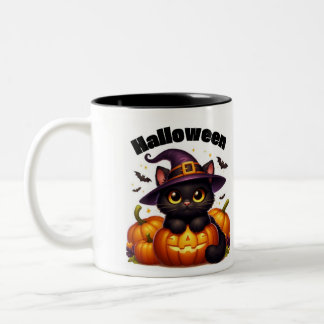 Halloween mugs with a cat theme zweifarbige tasse