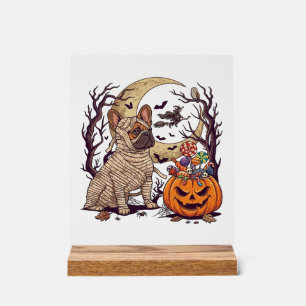 Halloween-Mumie Französische Bulldogge Kürbis Süßi Acrylschild