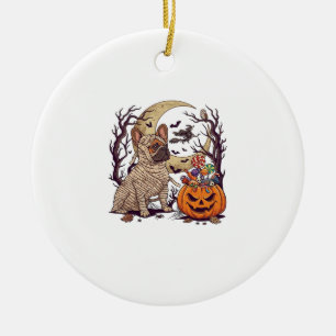 Halloween-Mumie Französische Bulldogge Kürbis Süßi Keramik Ornament