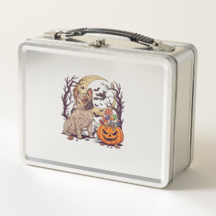 Halloween-Mumie Französische Bulldogge Kürbis Süßi Metall Brotdose