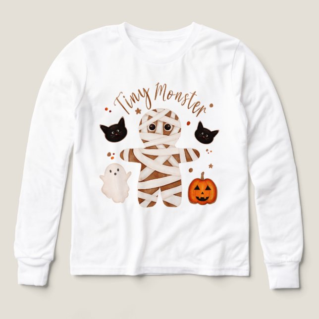 Halloween Mumie Kinder Langarmshirt (Design Vorderseite)