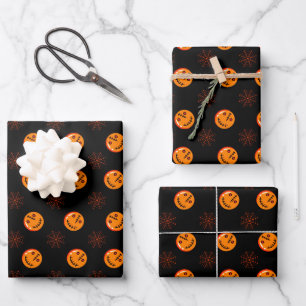 Halloween-Mumien-Kürbis-Spinnennetze Geschenkpapier Set