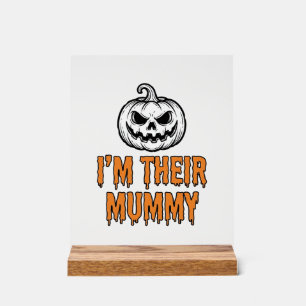 Halloween-Mumien-Kürbis-Vintage-Stickerei-Shirt De Acrylschild