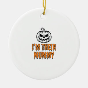 Halloween-Mumien-Kürbis-Vintage-Stickerei-Shirt De Keramik Ornament