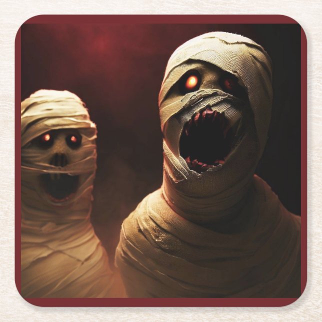 Halloween - Mummies 3 Rechteckiger Pappuntersetzer (Vorderseite)