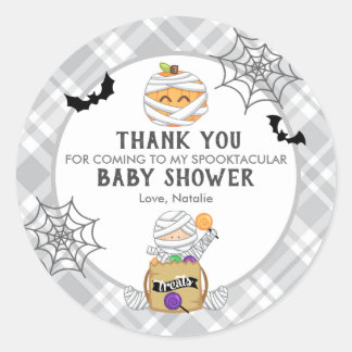 Halloween Mummy Baby Dusche danke Runder Aufkleber