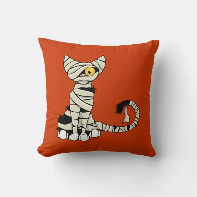 Halloween Mummy Cat Reversible Kissen (Vorderseite)