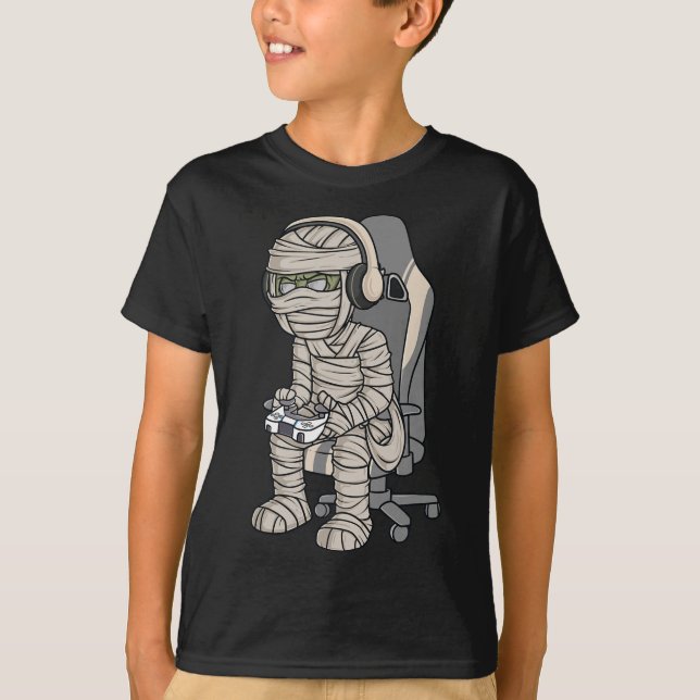 Halloween Mummy Gamer Beängstigend Boys Kids T-Shirt (Vorderseite)