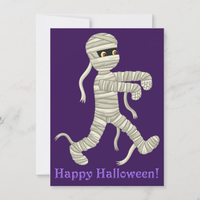 Halloween Mummy Grußkarte Feiertagskarte (Vorderseite)