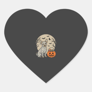 Halloween-Mummy-Hund und Kürbis-Süßigkeiten Herz-Aufkleber