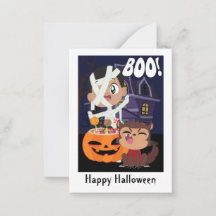 Halloween Mummy, Pumpkin und Werewolf Mini Card Mitteilungskarte