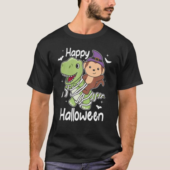 Halloween Mummy rex Monkey Halloween T-Shirt (Vorderseite)